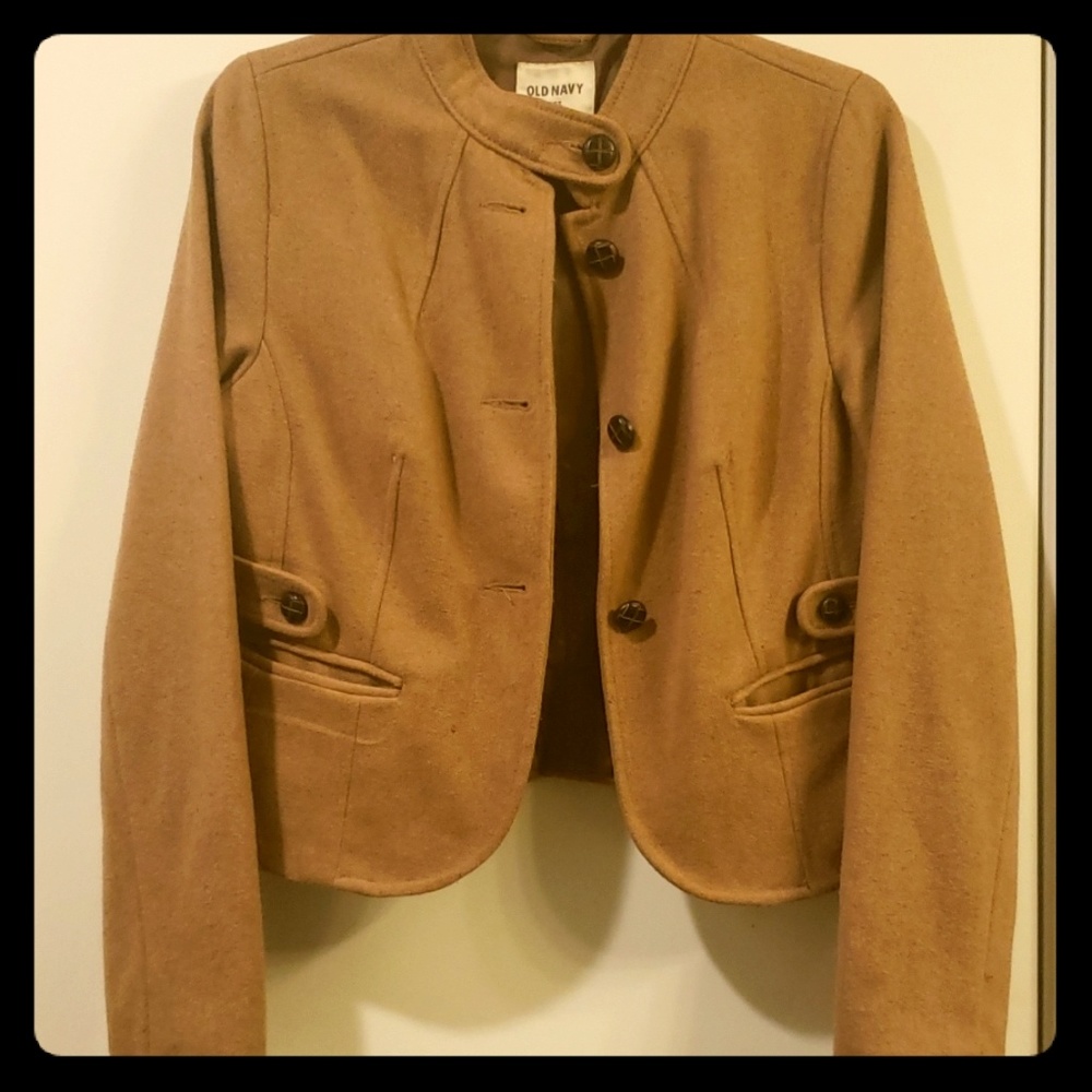 Camel peacoat cropped jacket